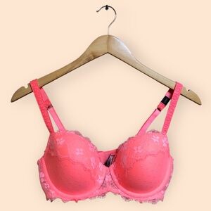 Victoria’s Secret NWT Dream Angels Lined Demi Bra Neon Pink Lace Sexy Women 36C